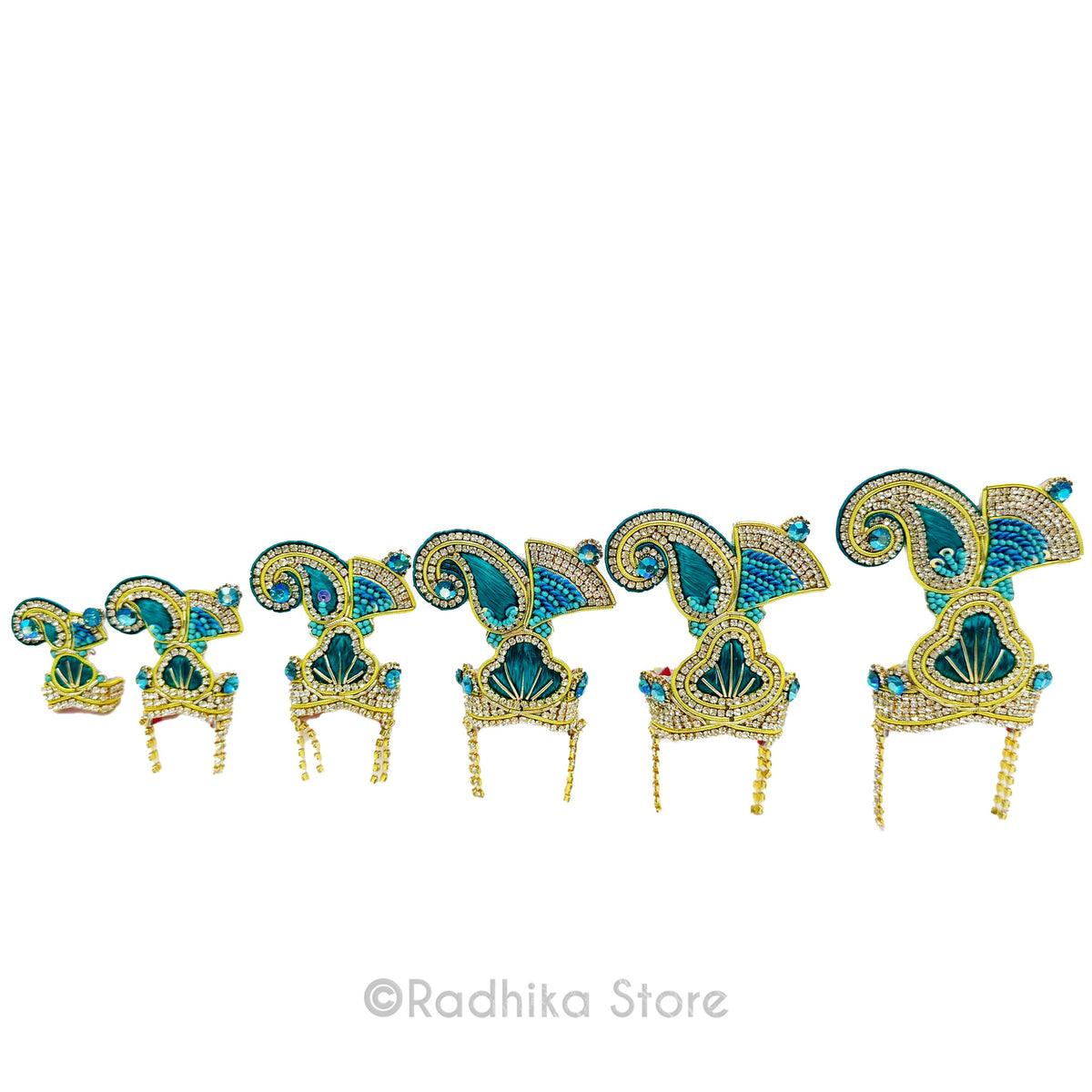 Tulsi Chandrika Fan-Teal Green-Deity Crown