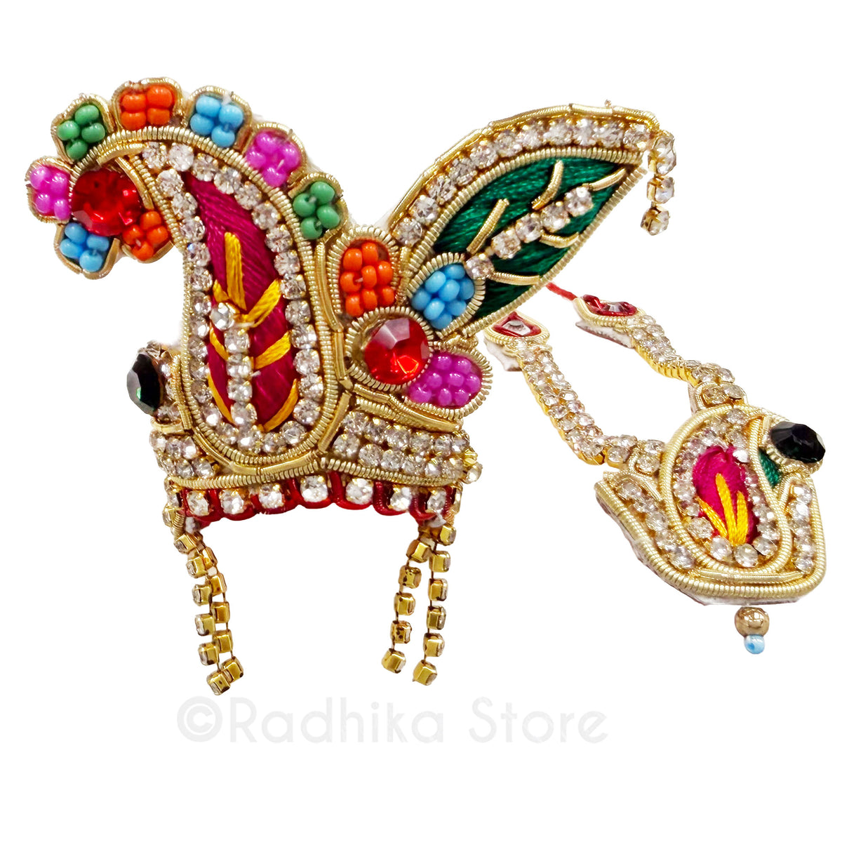 Colorful Tulsi Chandrika - Deity Crown and Necklace Set