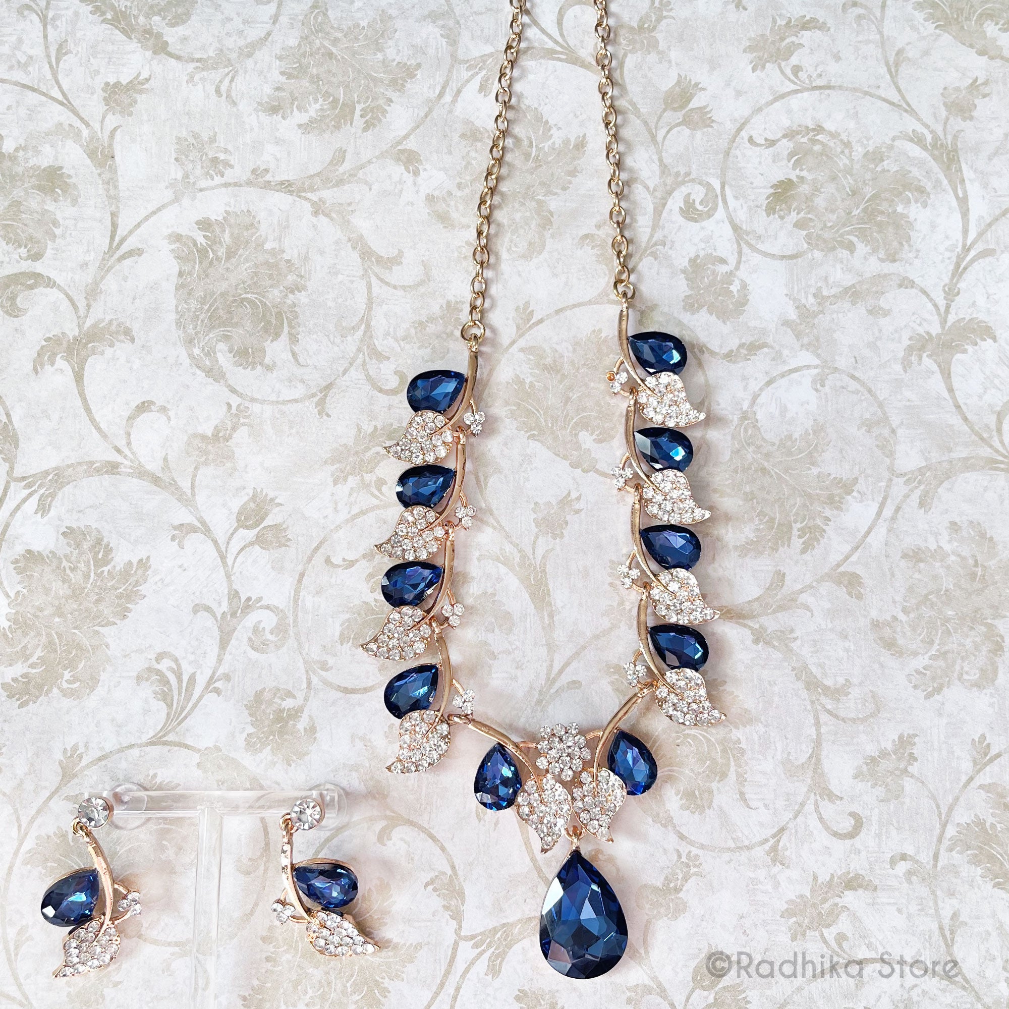 Tulsi Prema - Crystal Rhinestone Deity Necklace And Earring Set