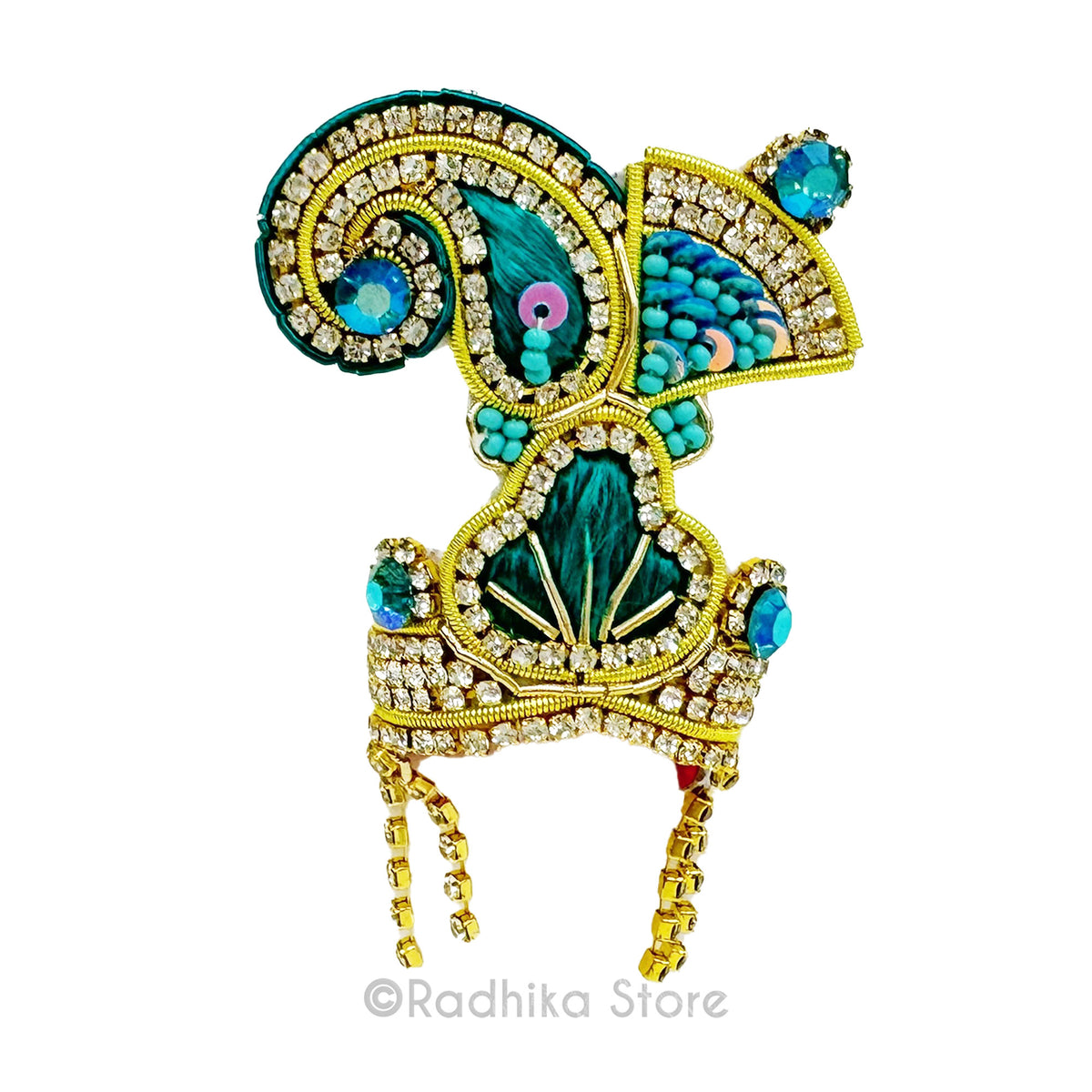 Tulsi Chandrika Fan-Teal Green-Deity Crown