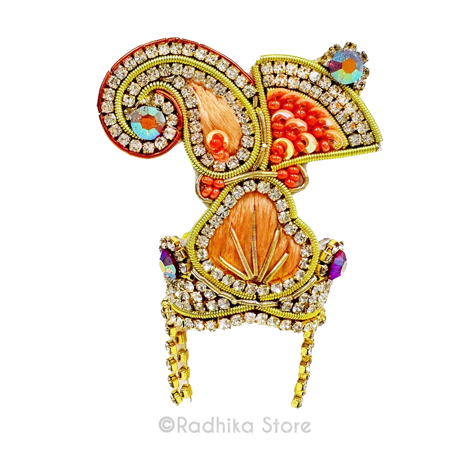 Tulsi Chandrika Fan-Peach-Deity Crown