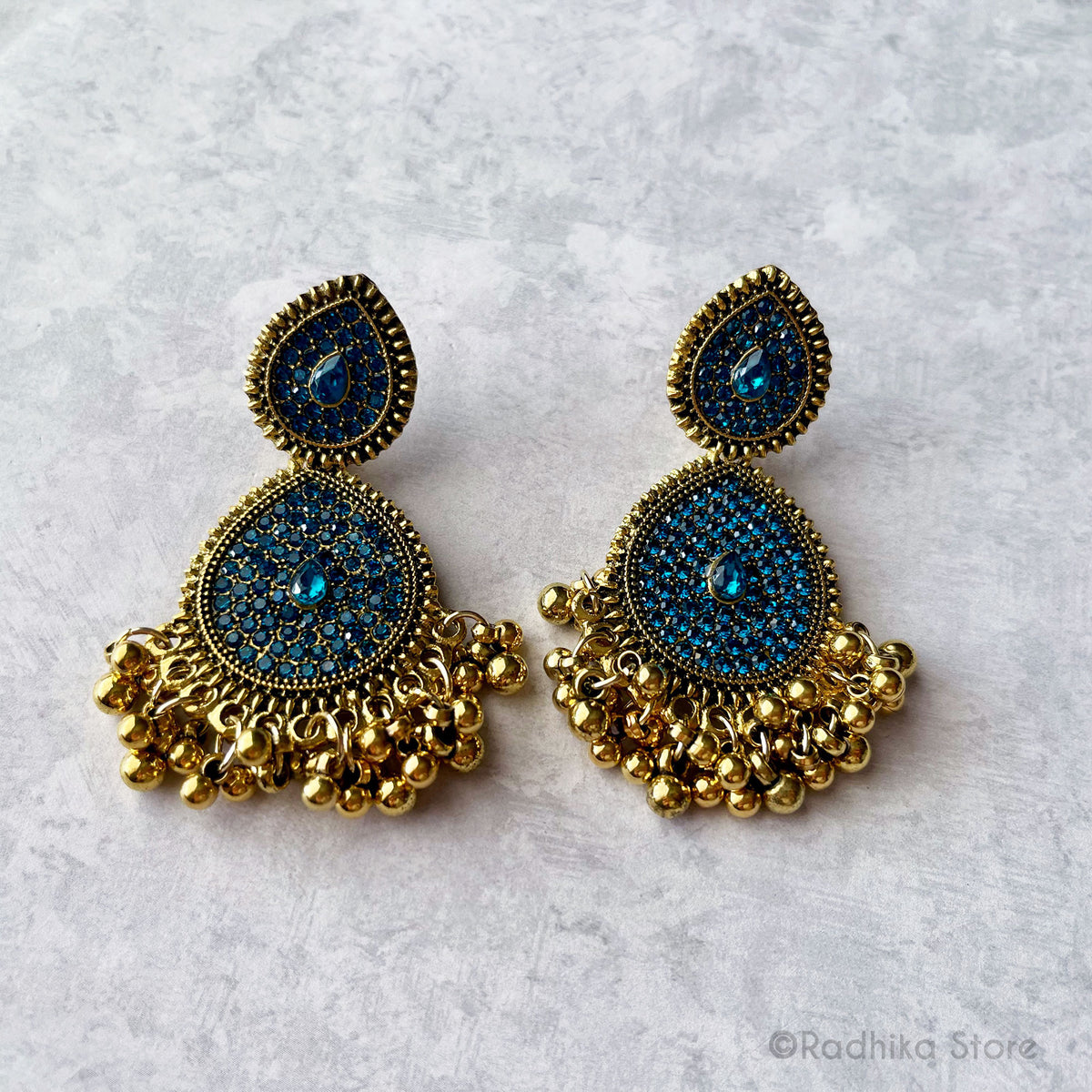 Crystal Teardrops - Jhumka Earrings