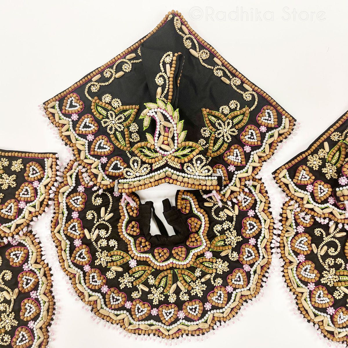 Tulsi Prema-With Sandalwood-Silk-Black-Jagannath Baladeva Subhadra Deity Outfit