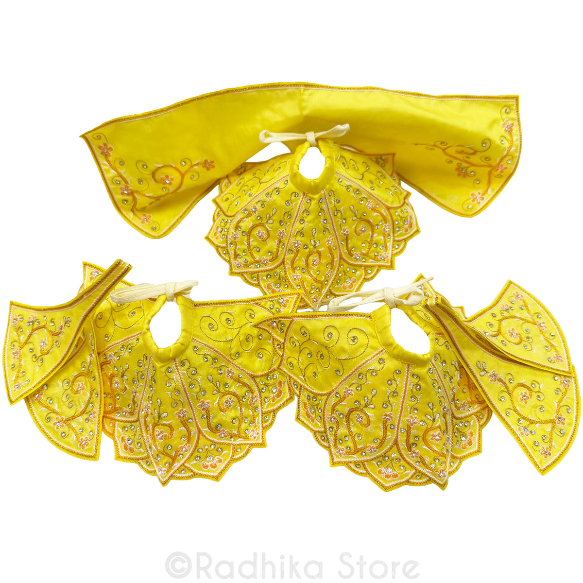 Vrindavan Yellow Lotus - Yellow and Cream - Silk - Jagannath Baladeva Subhadra Deity Outfit