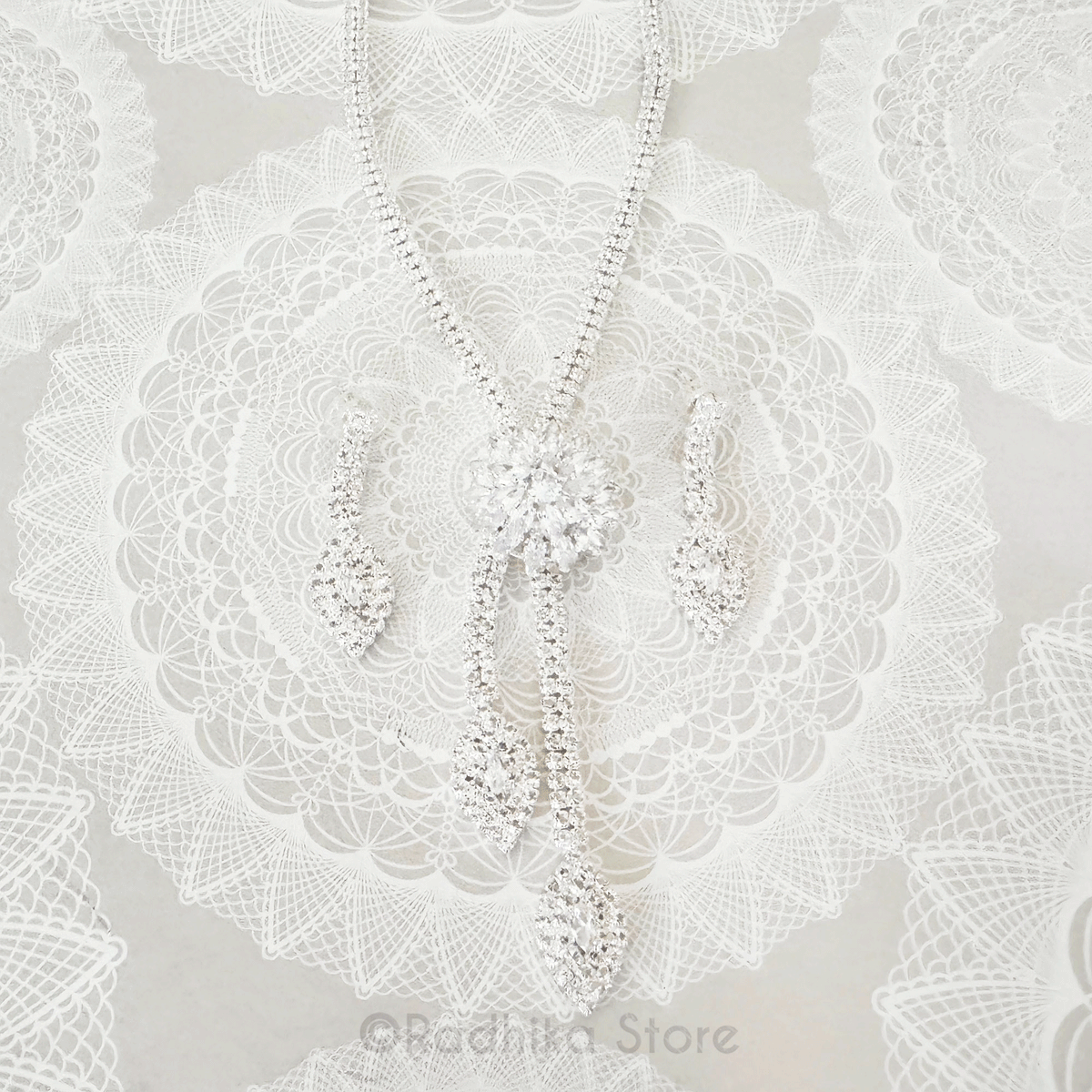 Lotus- Rhinestone Deity Necklaces And Earring Set