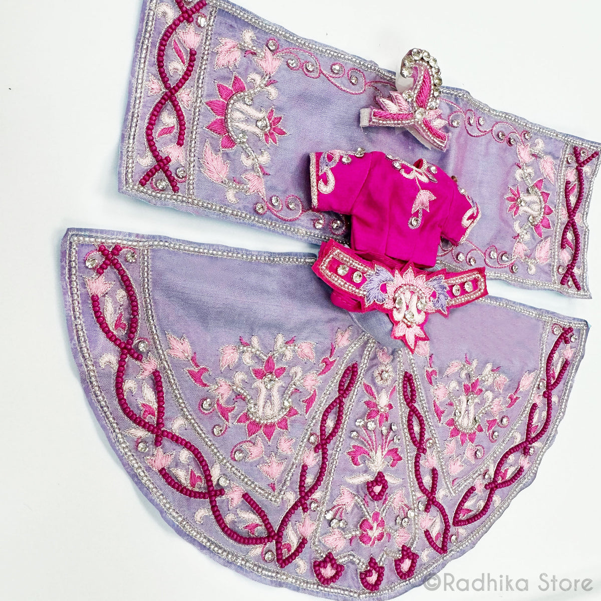 Fountain of Divine Love - Lavender - Silk - Radha Krishna Deity Outfit