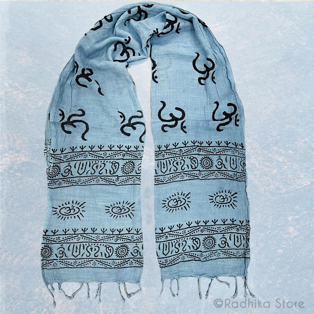 Hand Woven-Rustic-Om- Block Print Chadar-Choose Color