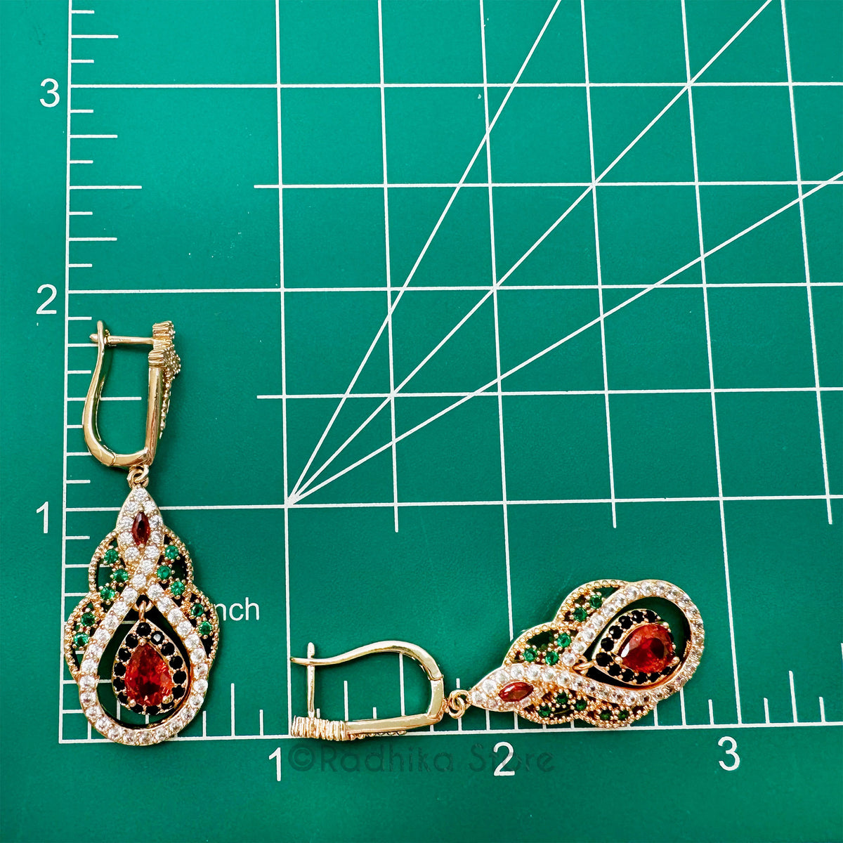 Elegant Vedic Style With Floating Teardrop Ruby-  Earrings