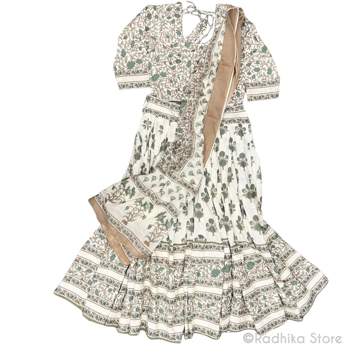 Elegant Vrinda Kund Lotus -Cotton - Screen Print-Gopi Skirt - 10 Meter- Best Twirling
