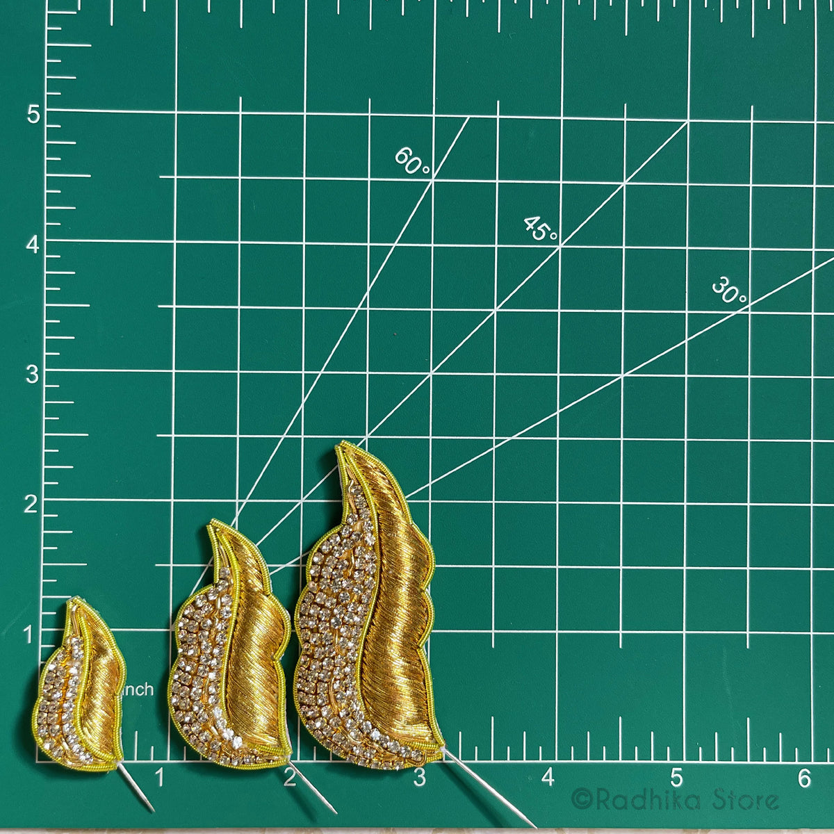 Vrinda Van Leaf - Gold - Embroidery Turban Pins - Set of 2