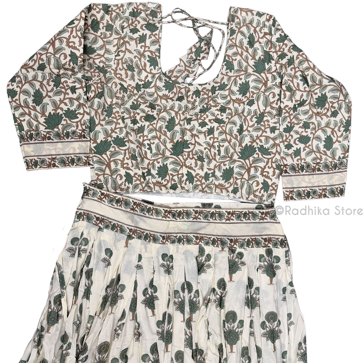 Elegant Vrinda Kund Lotus -Cotton - Screen Print-Gopi Skirt - 10 Meter- Best Twirling