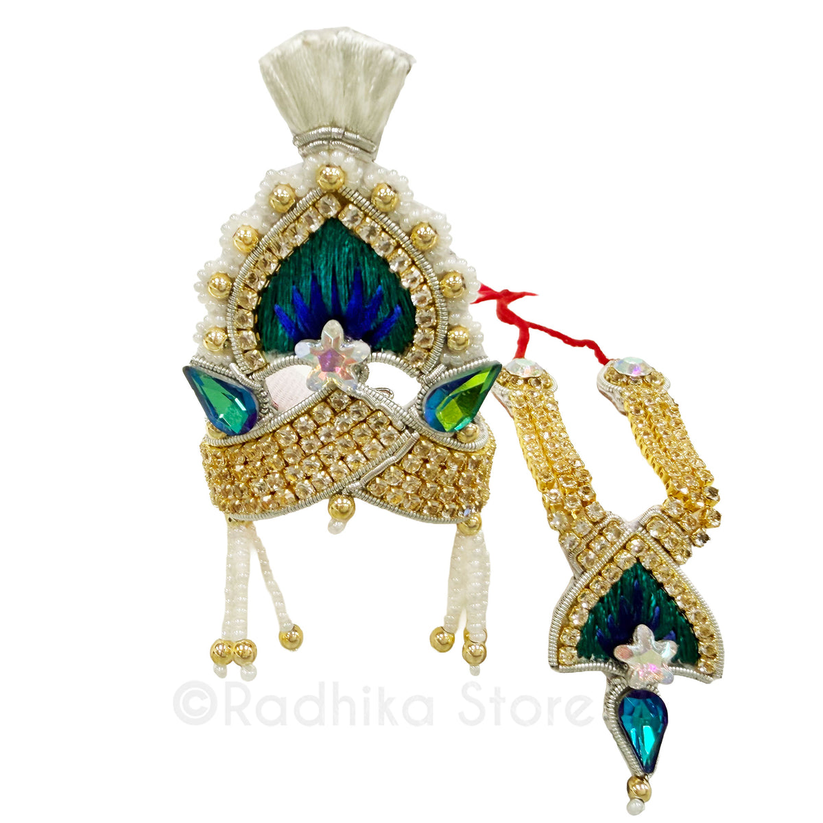 Vrindavan Forest Green - Deity Crown and Necklace Set