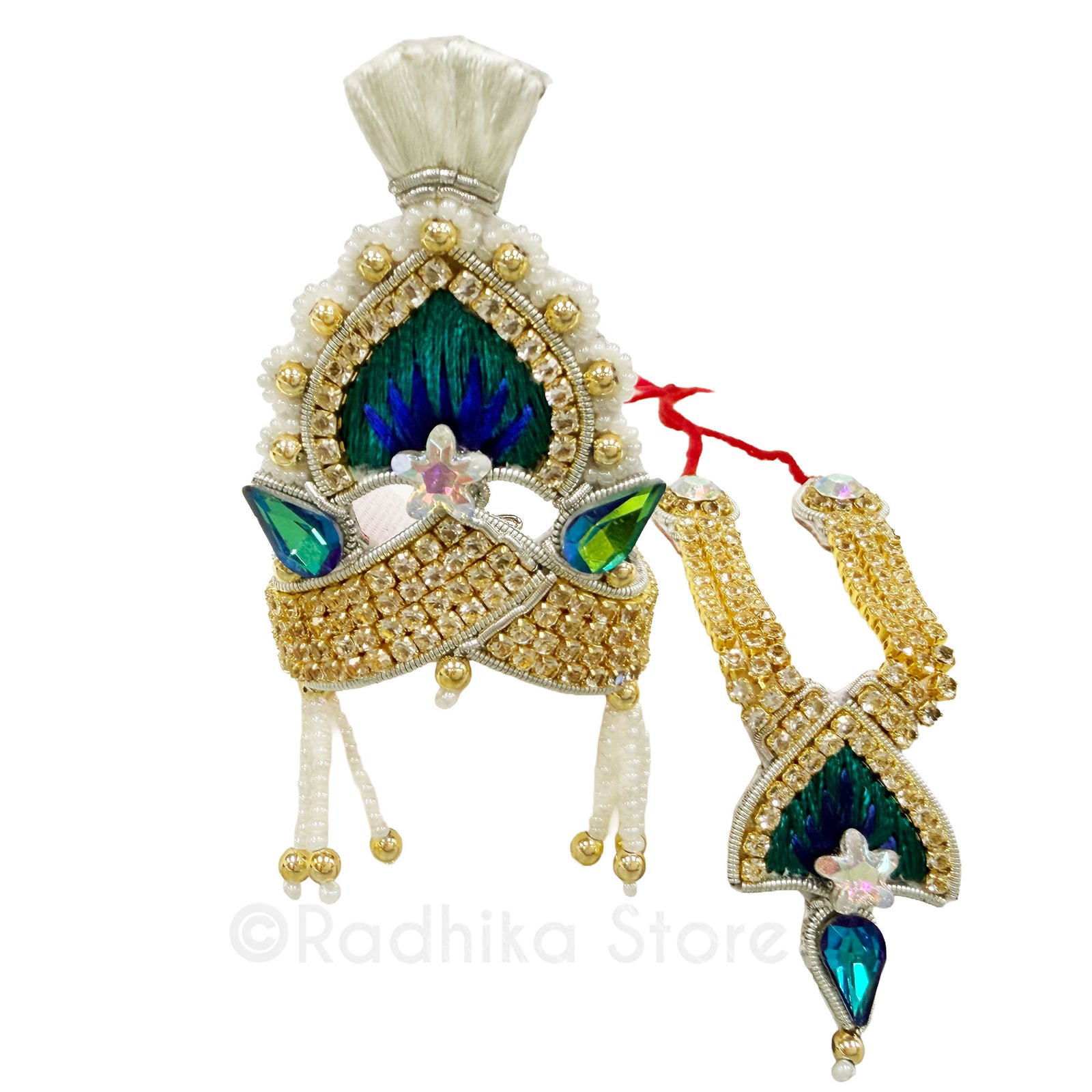 Vrindavan Forest Green - Deity Crown and Necklace Set