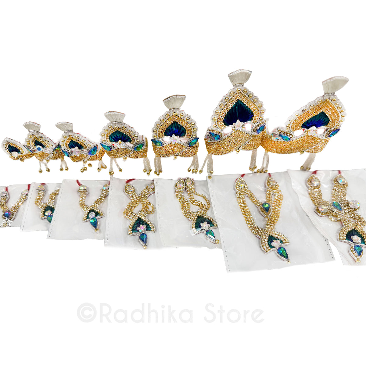 Vrindavan Forest Green - Deity Crown and Necklace Set