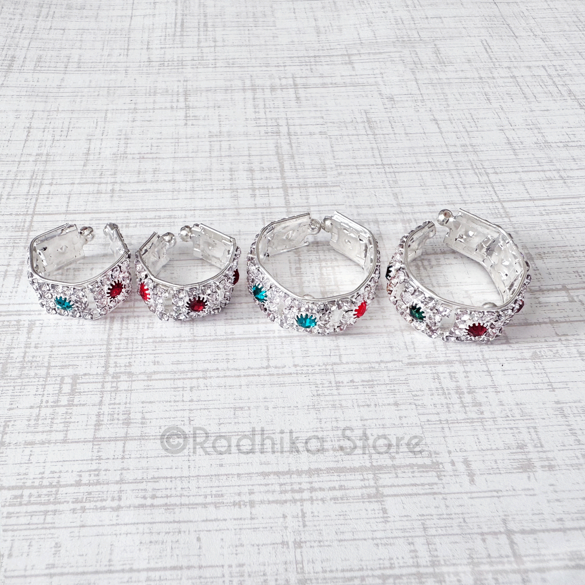 Vrindavan Flowers All Around-Silvery/ Multi Color - Armlets/Bangles - Set of 2