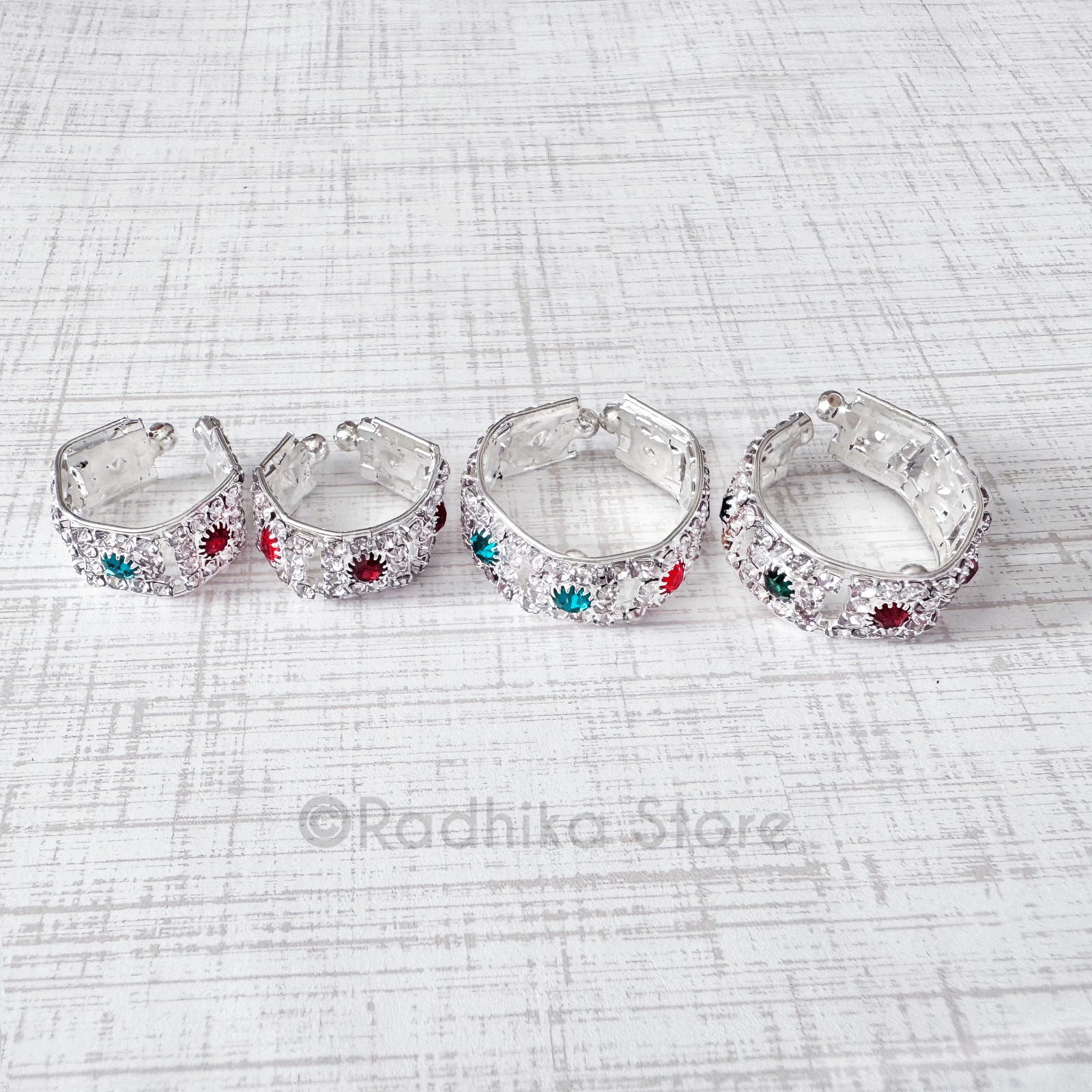 Vrindavan Flowers All Around-Silvery/ Multi Color - Armlets/Bangles - Set of 2