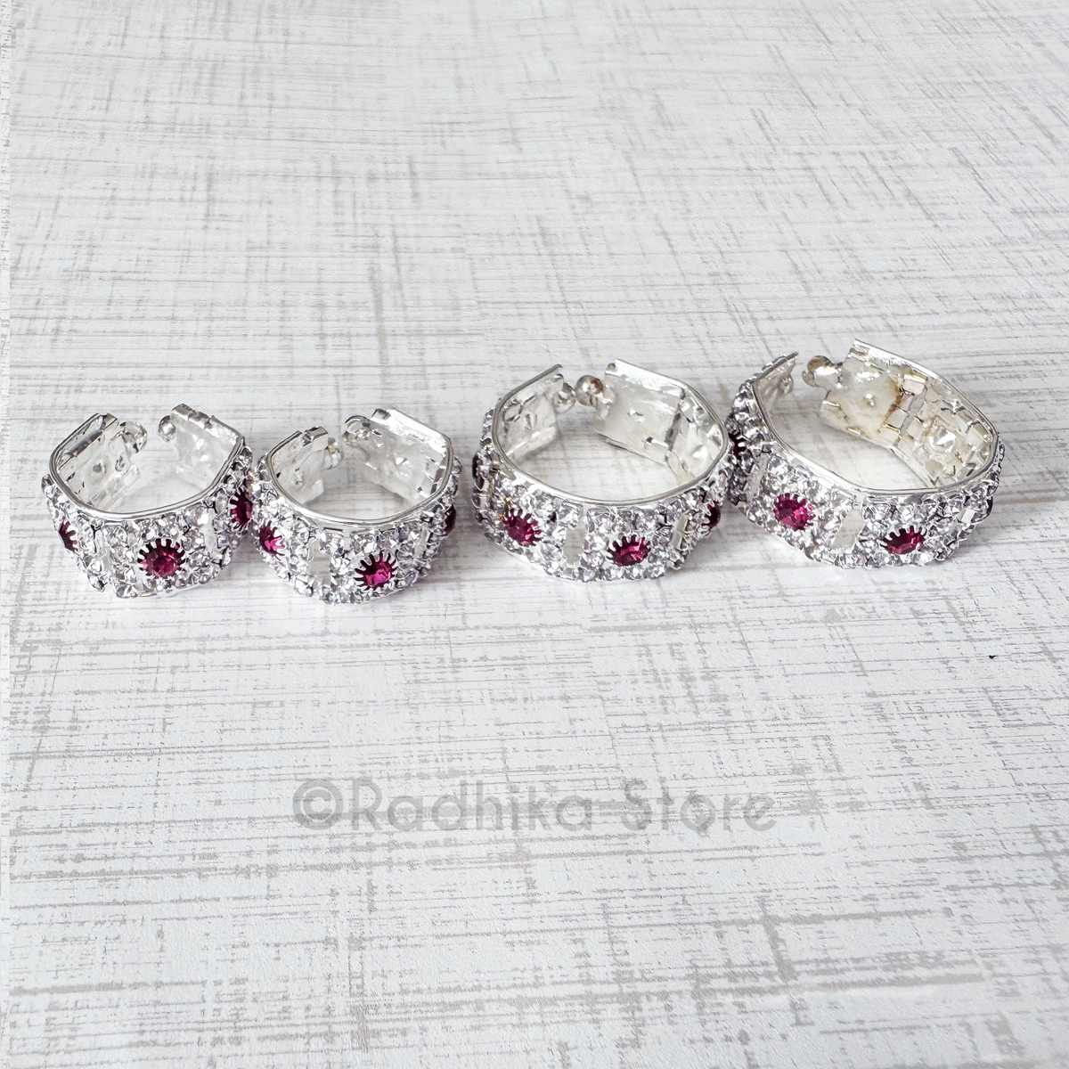 Vrindavan Flowers All Around-Silvery/ Amethyst - Armlets/Bangles - Set of 2