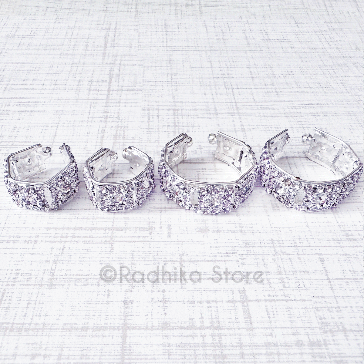 Vrindavan Flowers All Around-Silvery/Diamond - Armlets/Bangles - Set of 2