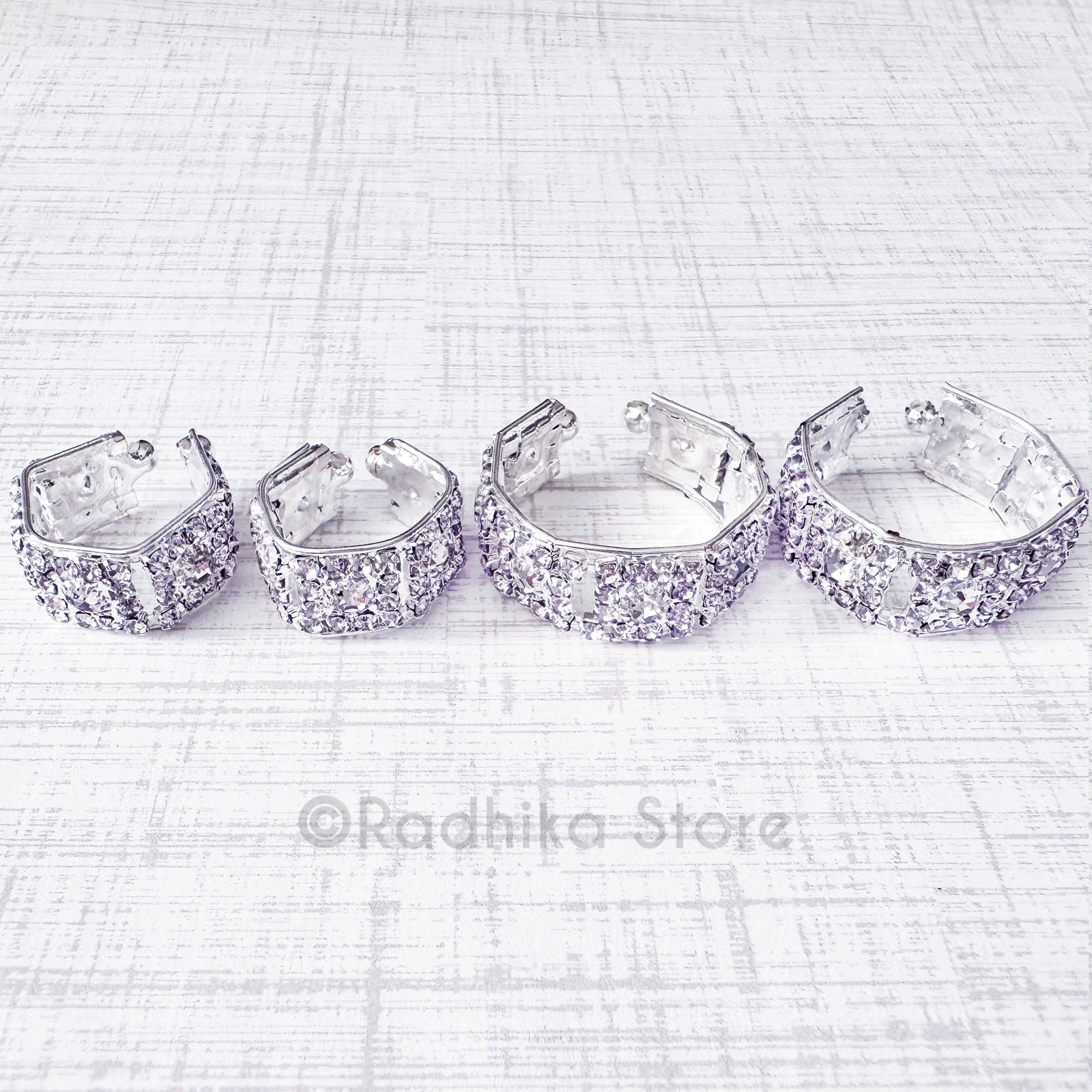 Vrindavan Flowers All Around-Silvery/Diamond - Armlets/Bangles - Set of 2