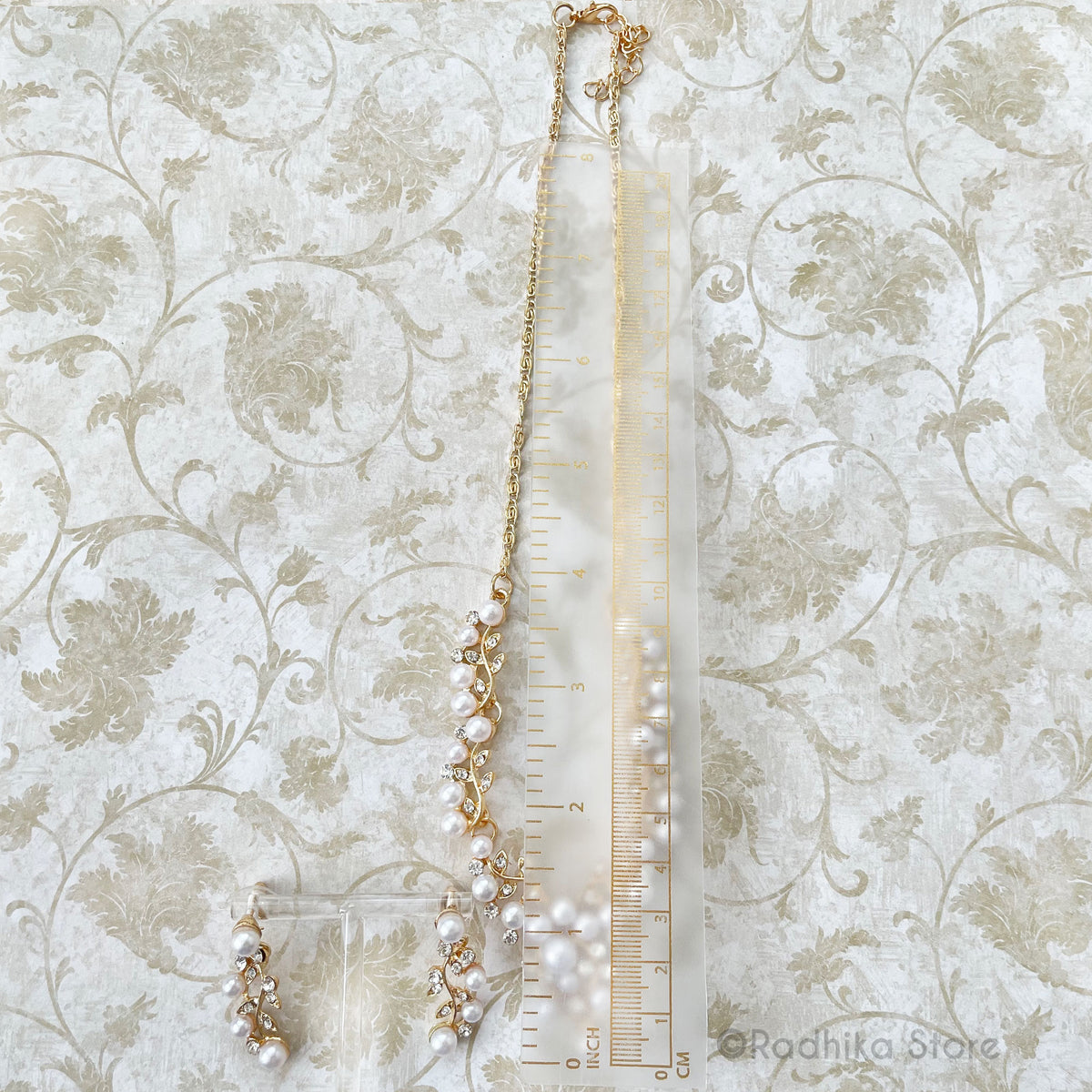 Vrindavan  Pearl Vine - Deity Necklace And Earring Set