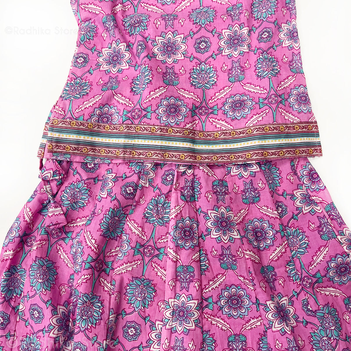 Girls Gopi Skirt Outfit - Pretty In Pink - Cotton Screen Print