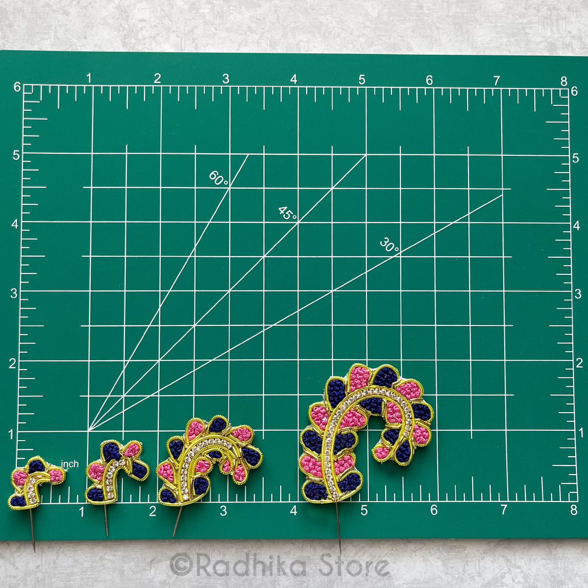 Dark Purple and Pink Vrindavan Swirls - Embroidery - Set of 2 Turban Pins