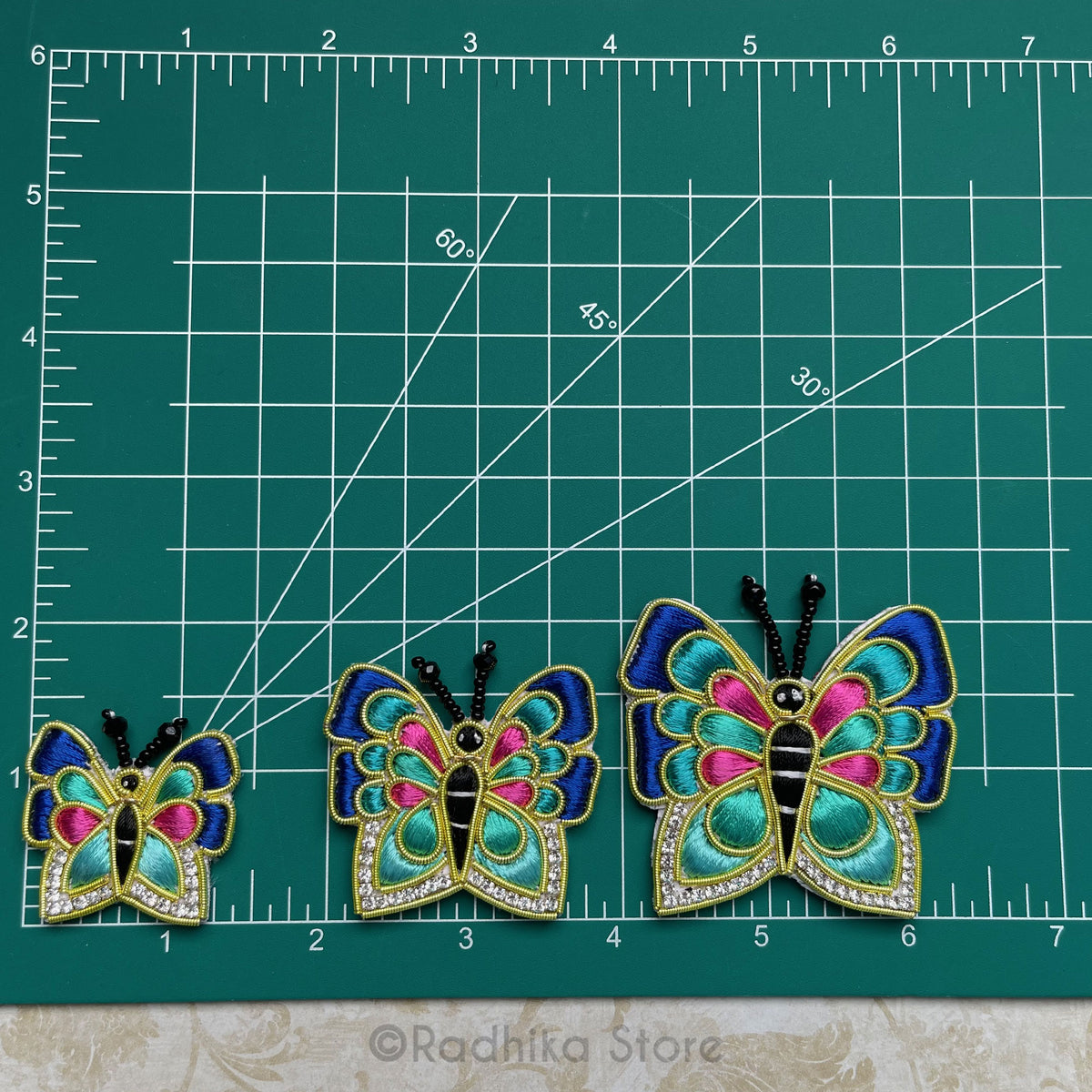 Vrindavan Butterflies - Blue Teal - Embroidery Turban Pins Set of 2