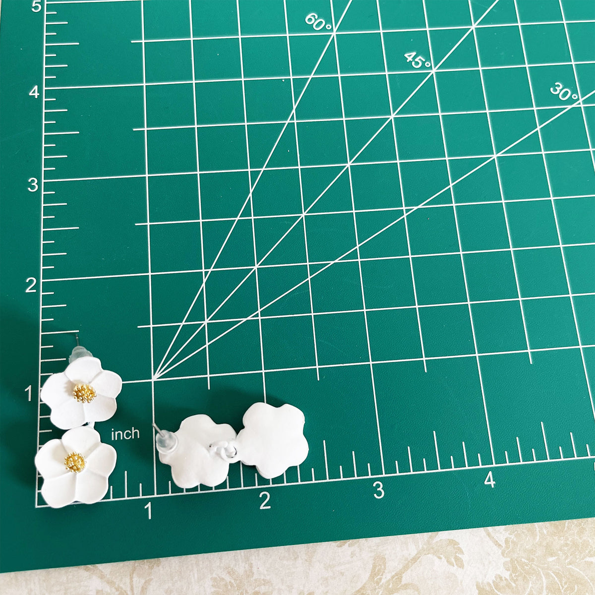 Double Dangling Vrindavan Flower Earrings- Choose-Teal-Red-White