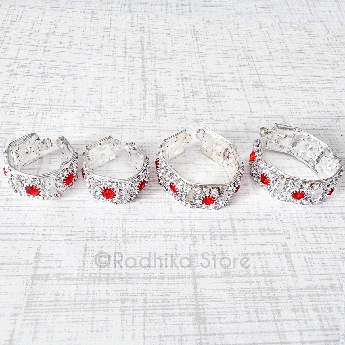 Vrindavan Flowers All Around-Silvery/ Orange - Armlets/Bangles - Set of 2