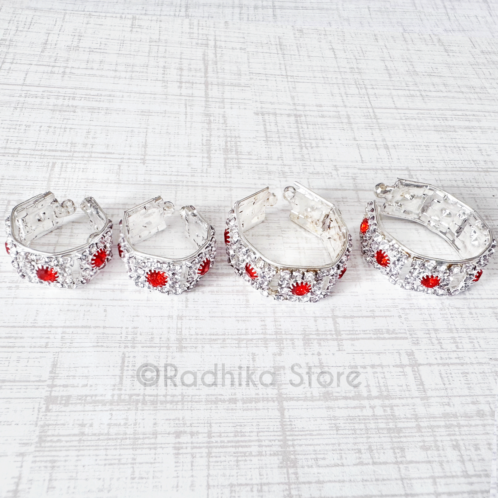 Vrindavan Flowers All Around-Silvery/ Orange - Armlets/Bangles - Set of 2