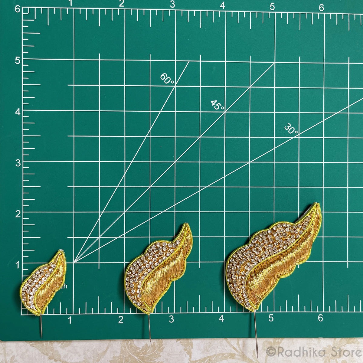 Vrinda Van Leaf - Gold - Embroidery Turban Pins - Set of 2