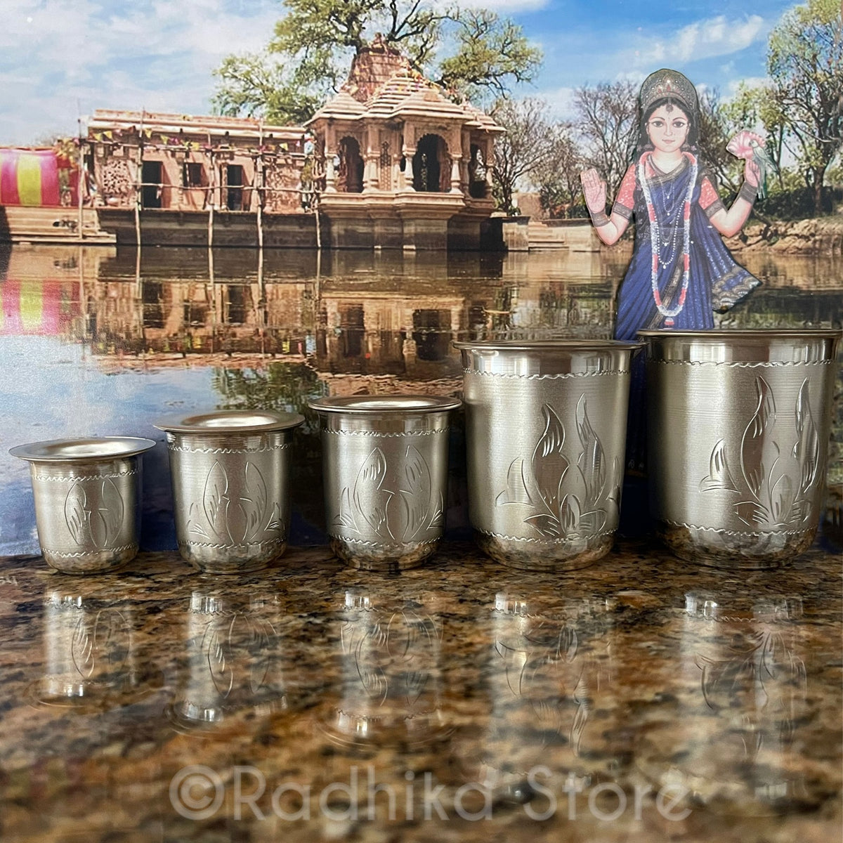 Silver Deity Water Cups  Dolphin Splash Design - Best Quality