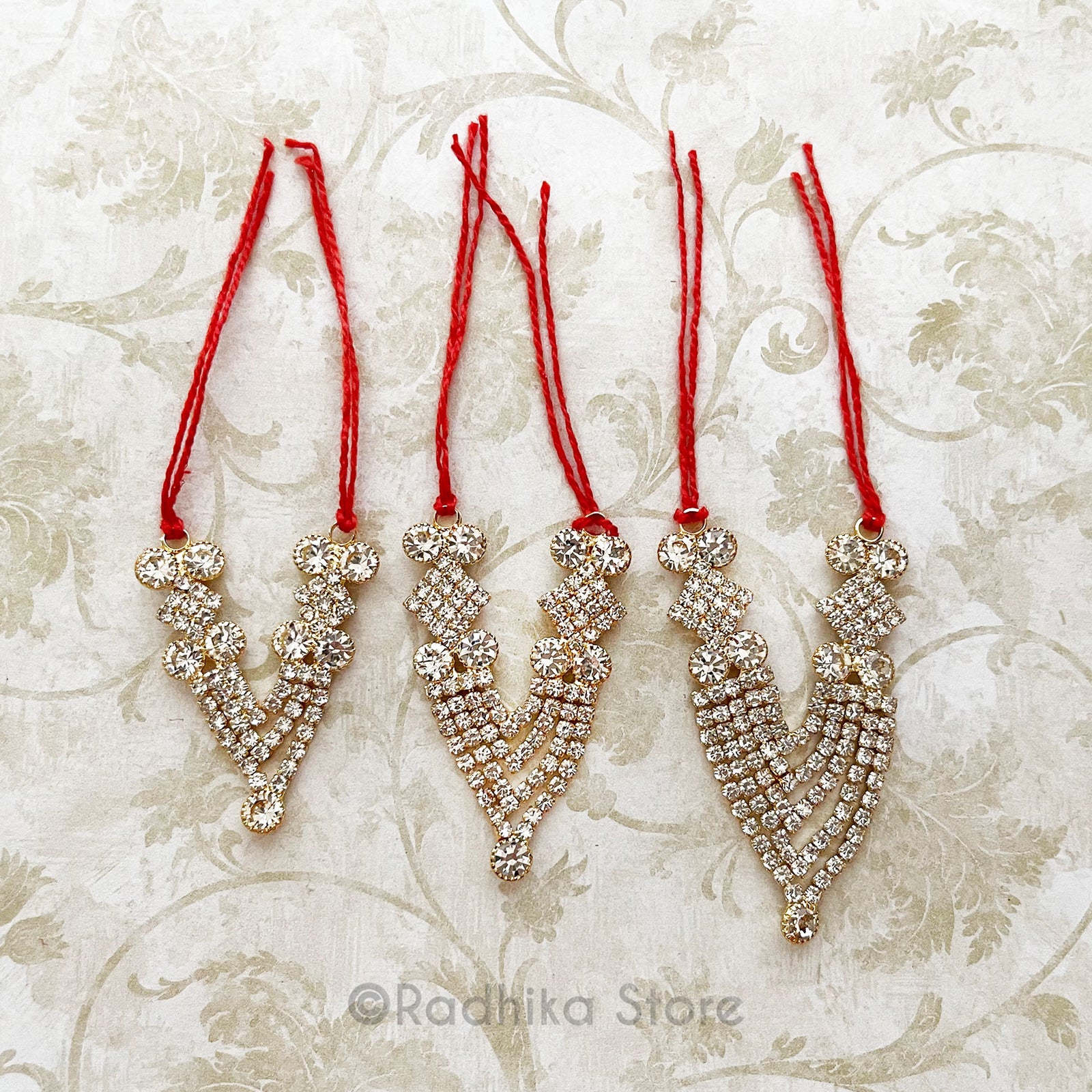 Diamonds Are For Krishna - Clear Diamond -  Multi Strand Rhinestone Deity Necklace