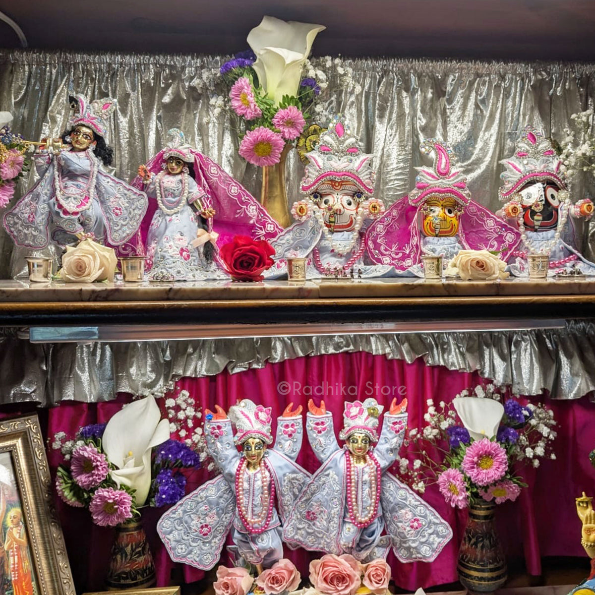 Wonderland - Light Blue Gray - Silk - Gaura Nitai Deity Outfit