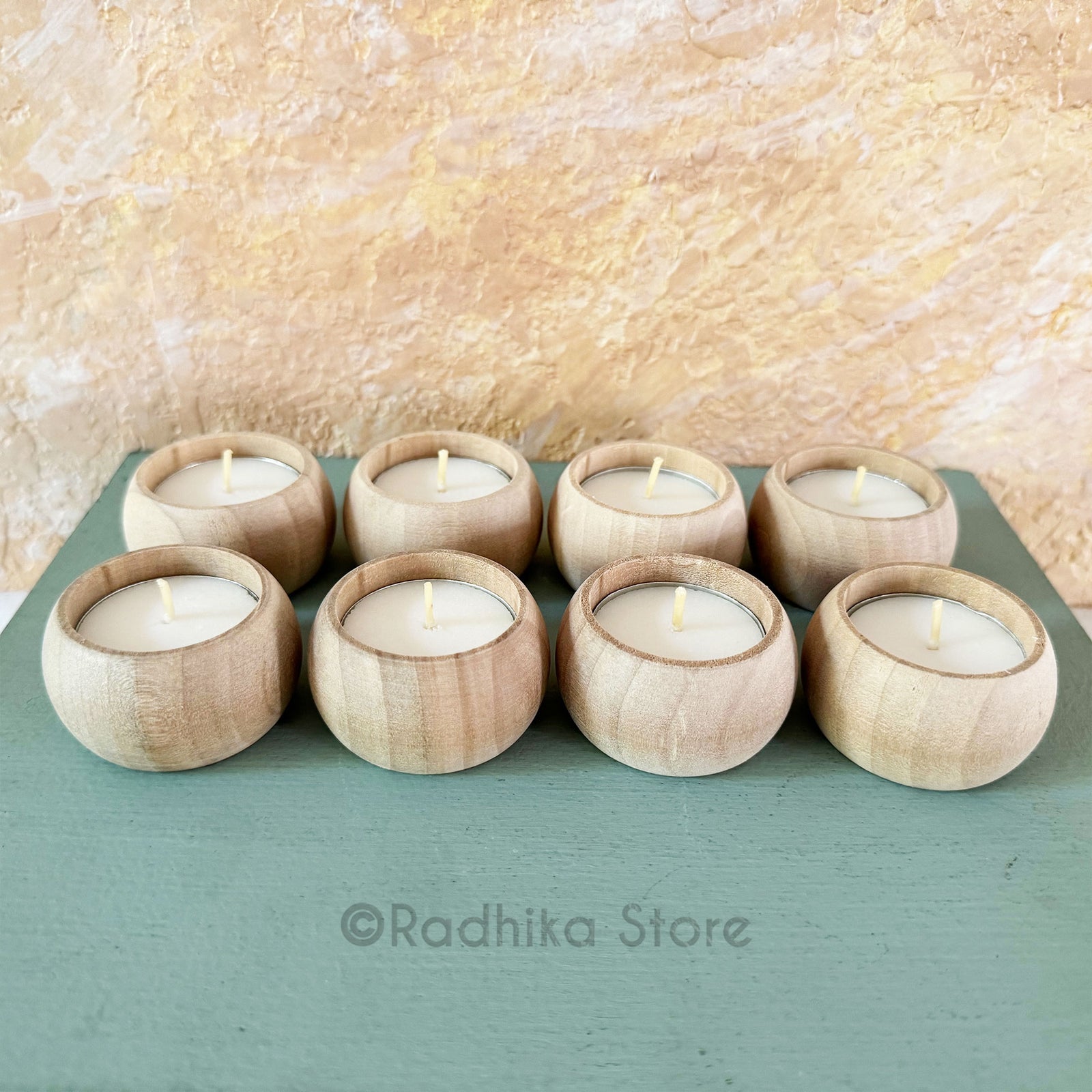 Natural Wood Miniature Candles - Set of 8