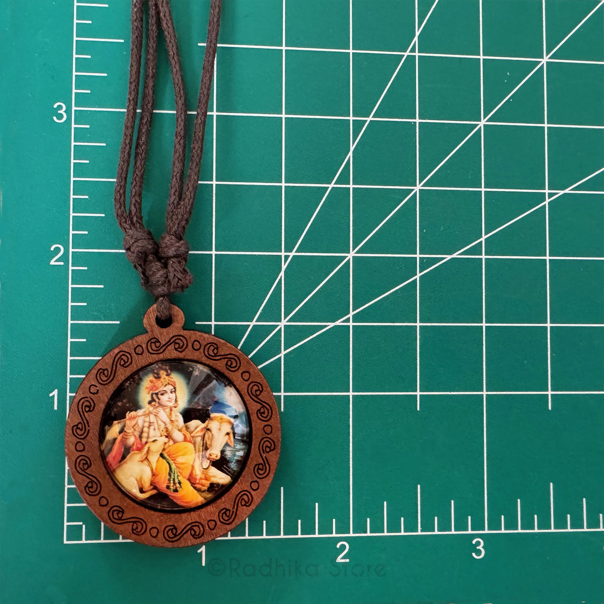 Divine Couple - Wooden Framed Acrylic Picture Pendant Necklace