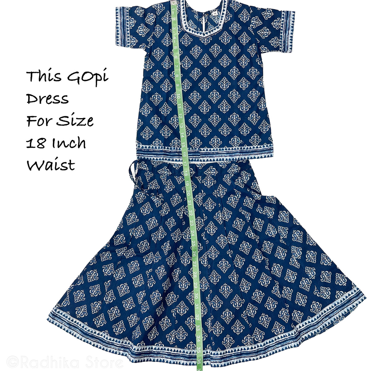 Girls Gopi Skirt Outfit - Yamuna Chandrikas - Cotton-Screen Print