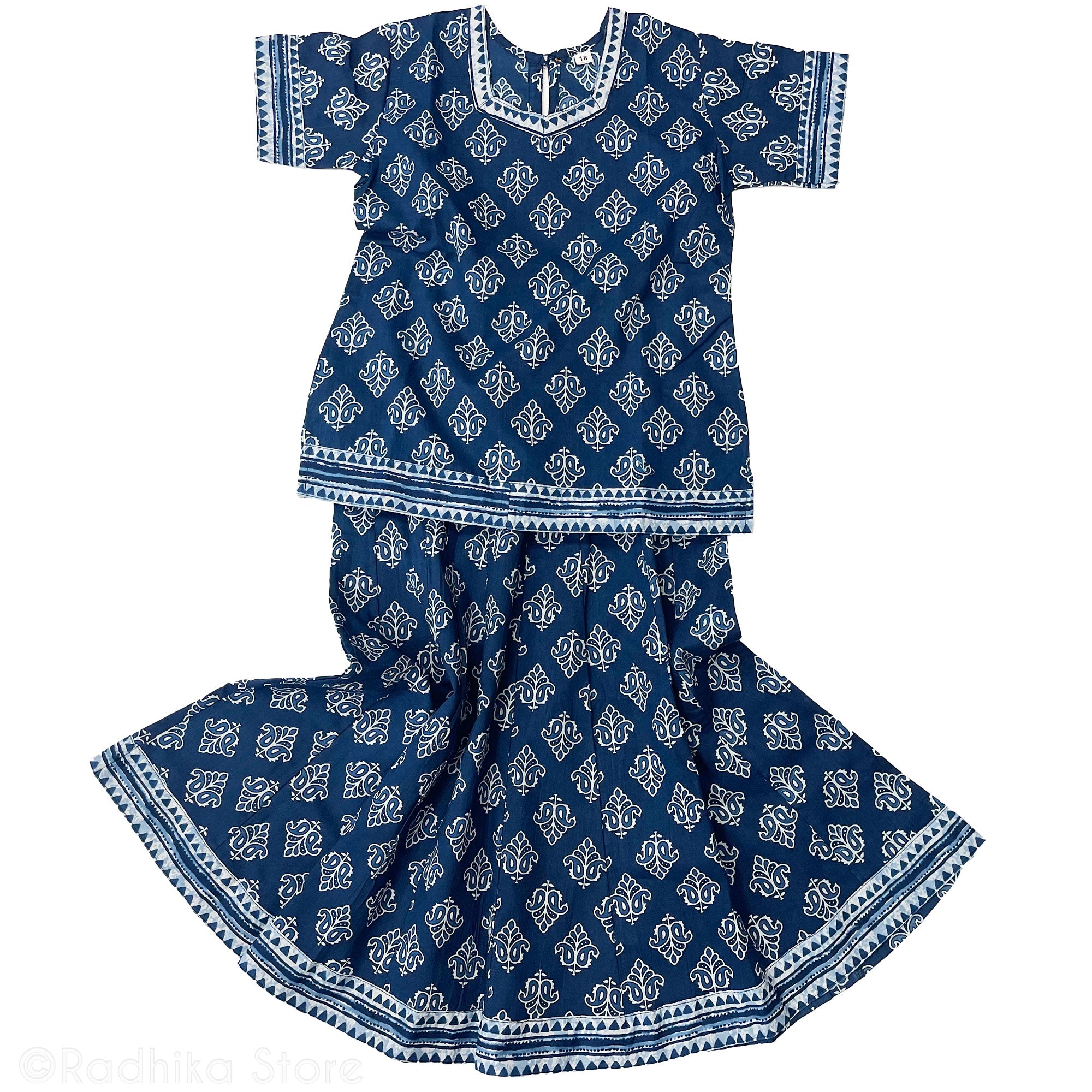 Girls Gopi Skirt Outfit - Yamuna Chandrikas - Cotton-Screen Print