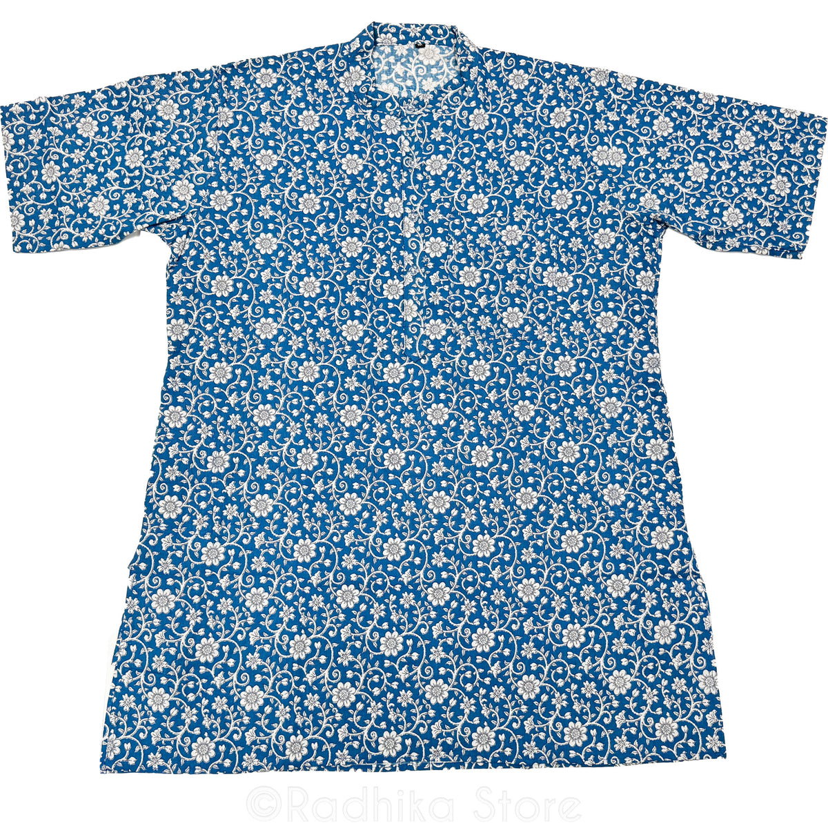 Yamuna Flowers -  Blue Cotton Kurtas - S-M-L