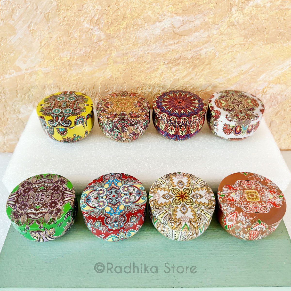 Decorative Miniature Soy Candle Tins With Lids - Set of 8 -Set E