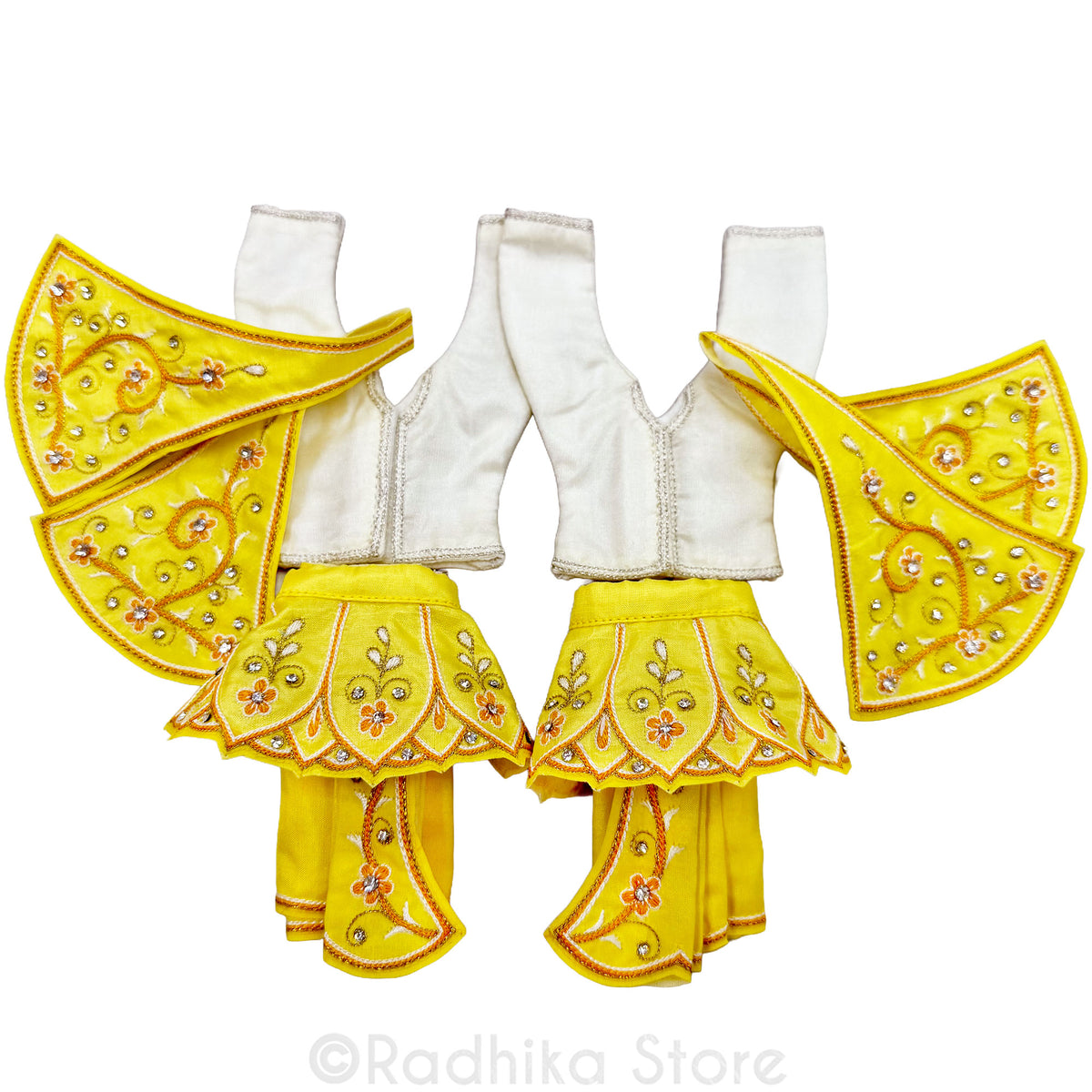 Vrindavan Yellow Lotus - Yellow and Cream - Silk - Gaura Nitai Deity Outfit