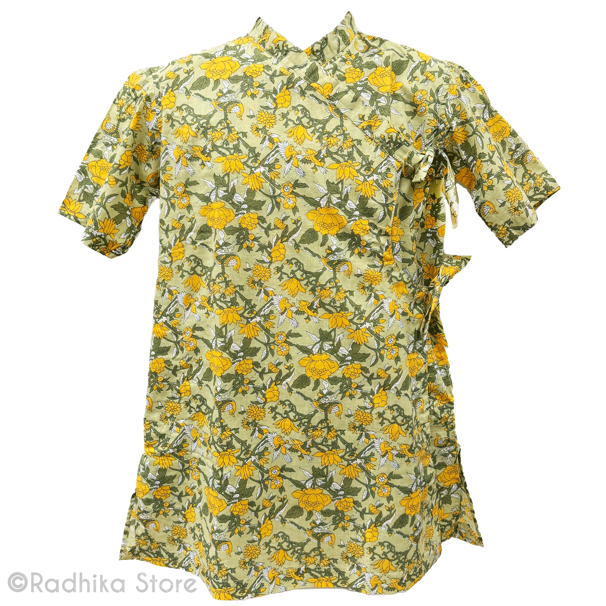 Bagal Bandi Style- Cotton Kurtas - Lime Green and Yellow-S-M-L XL