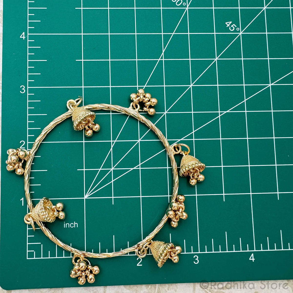 Golden Jhumka - Chum Chums- Large Deity-Bangles Set of 2