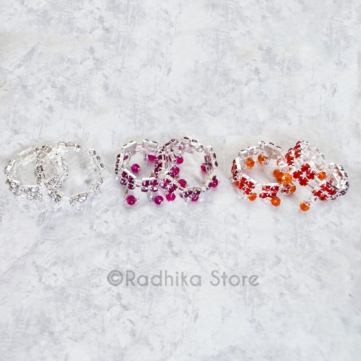 Crystal Rhinestone -  Silvery - Armlets/Ankle Bells - Set of 2 - Choose Color