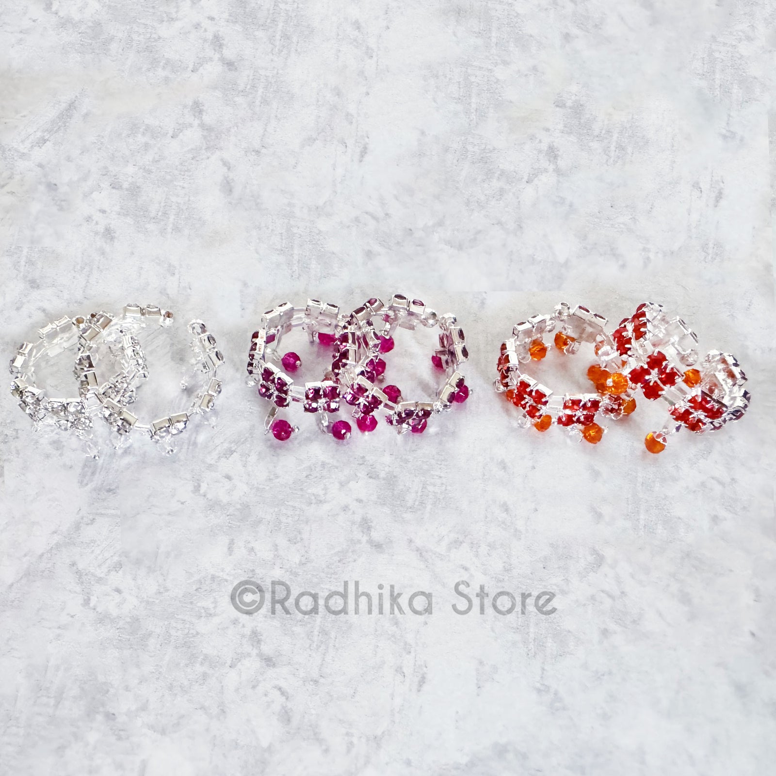 Crystal Rhinestone -  Silvery - Armlets/Ankle Bells - Set of 2 - Choose Color