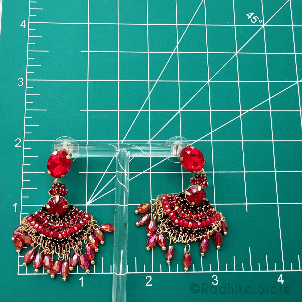 Ruby Crystals Vedic Design - Earrings