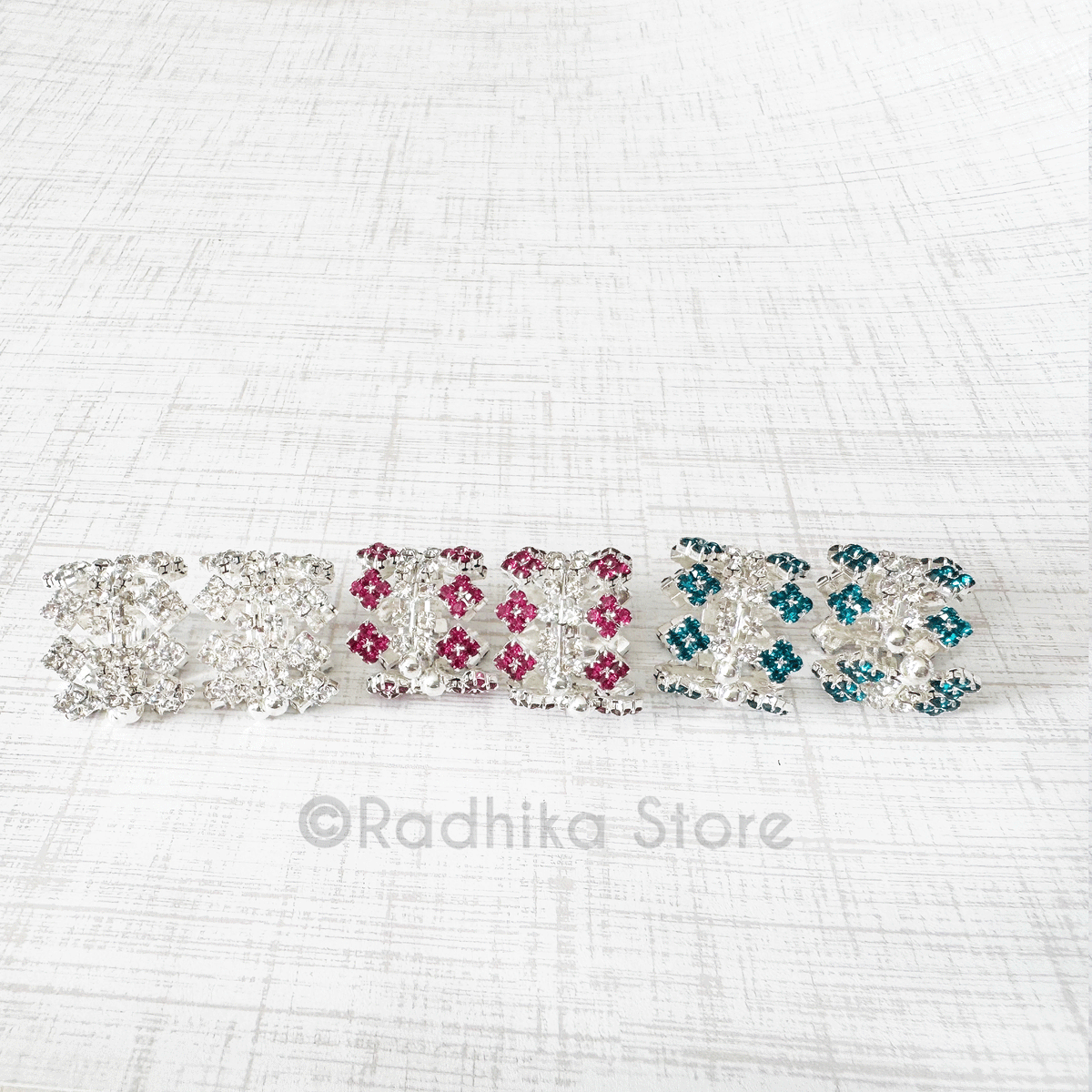 Diamond Flowers -  Silvery - Armlets/Ankle Bells - Set of 2 - Choose Color