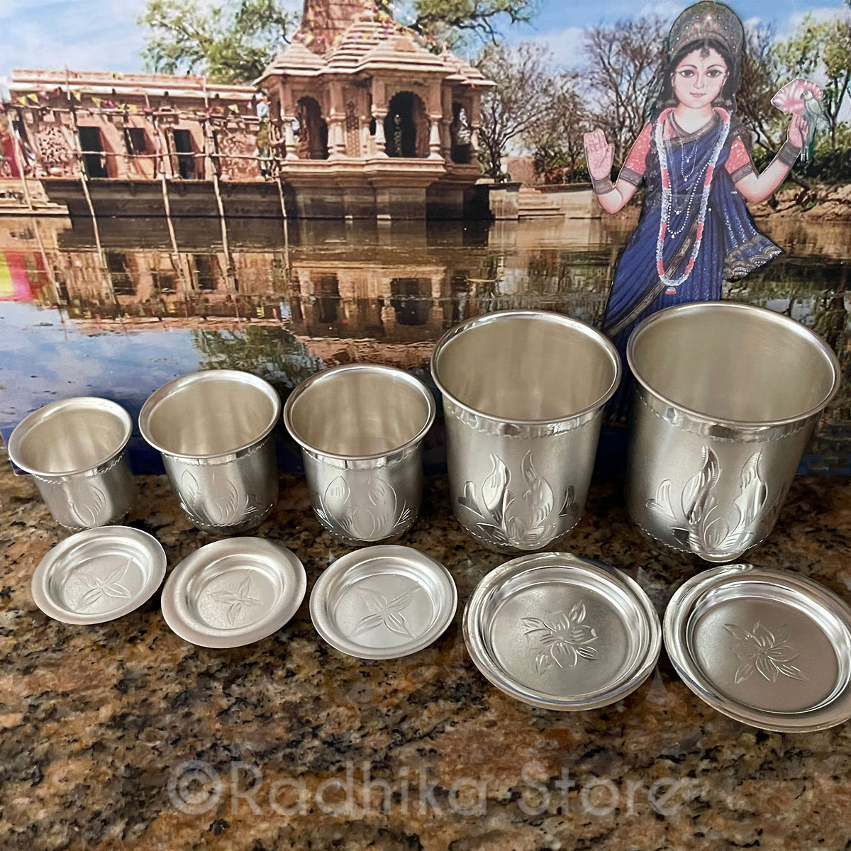 Silver Deity Water Cups  Dolphin Splash Design - Best Quality