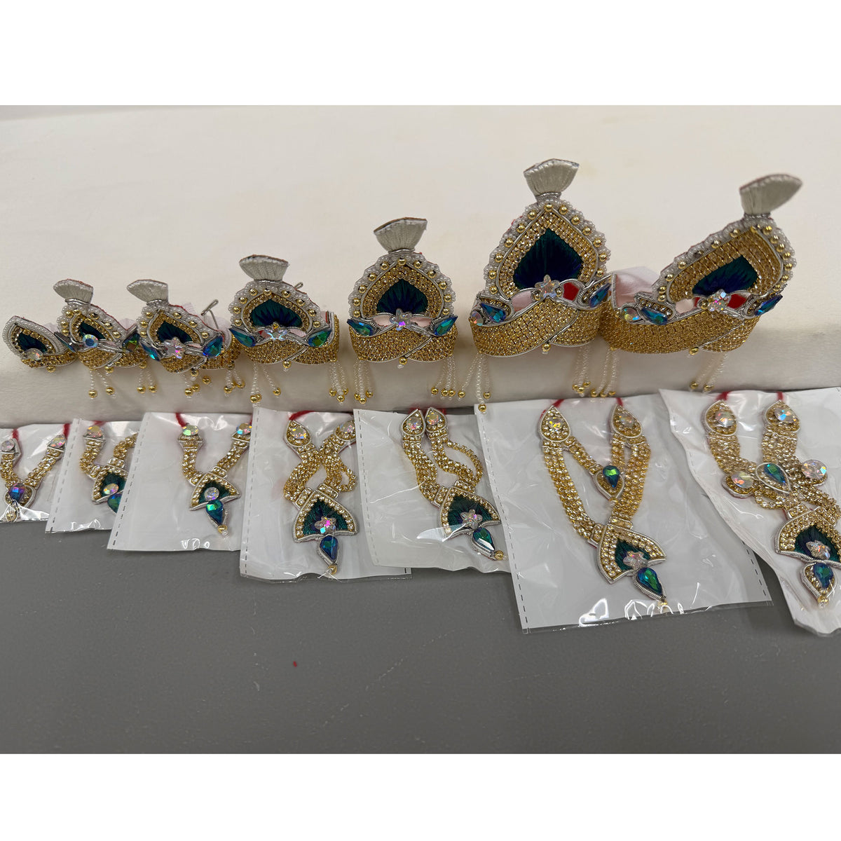 Vrindavan Forest Green - Deity Crown and Necklace Set