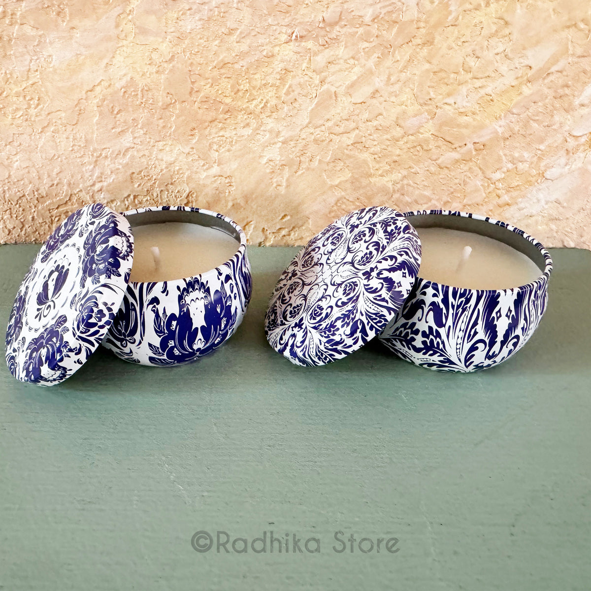 Decorative Miniature Soy Candle Tins With Lids - Set of 8 - Set A